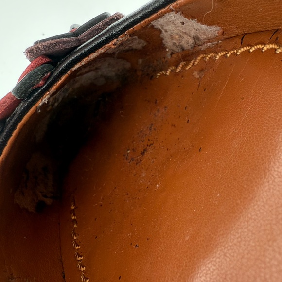 Coach‎ Black Leather Pointed Toe Flats Red Black Flower Appliqué Shoes - Picture 6 of 9